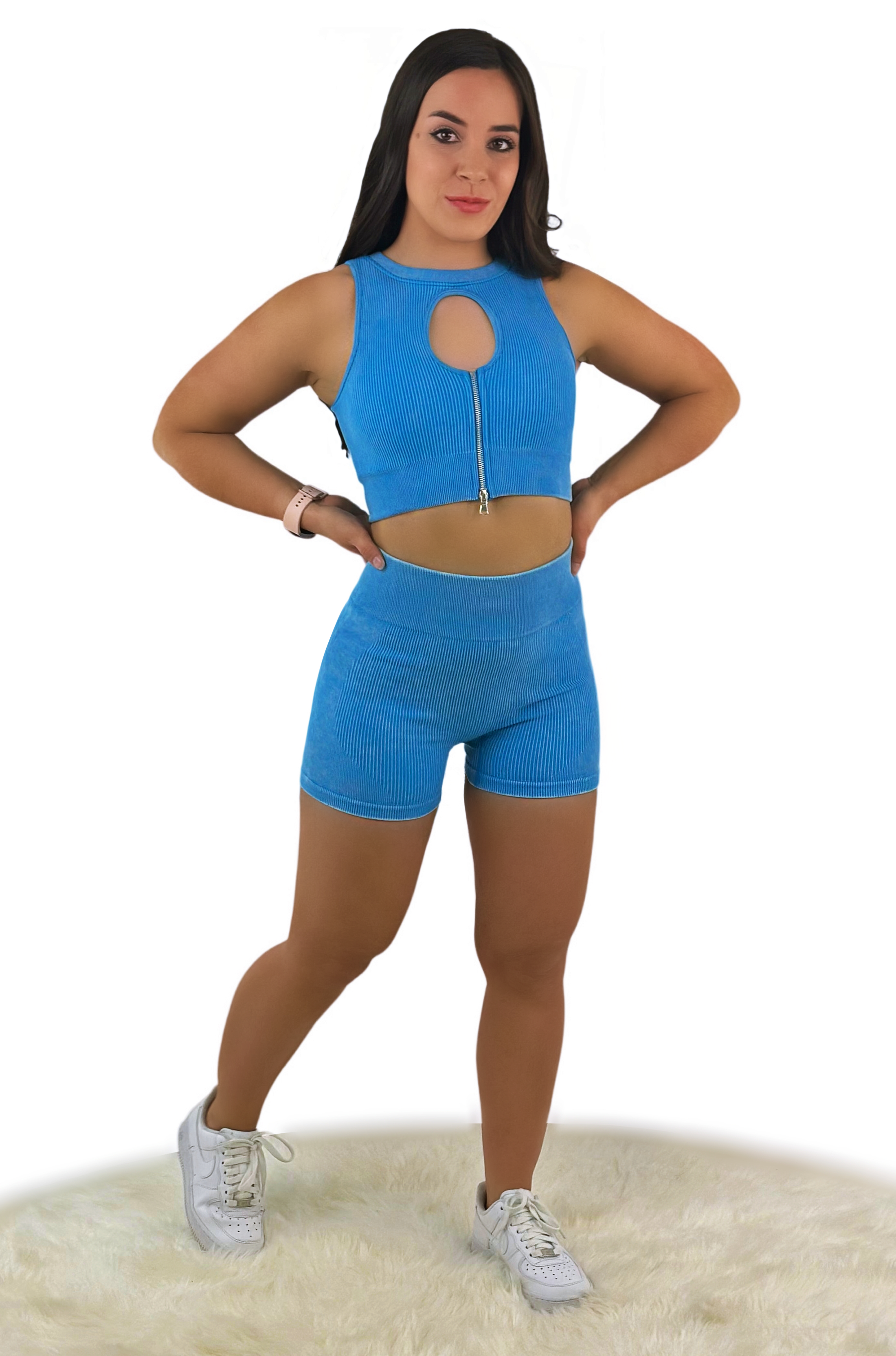 Eminence Activewear Top – Blue | Seamless, Sustainable & Breathable for Women | Quick-Dry Athleisure Fit
