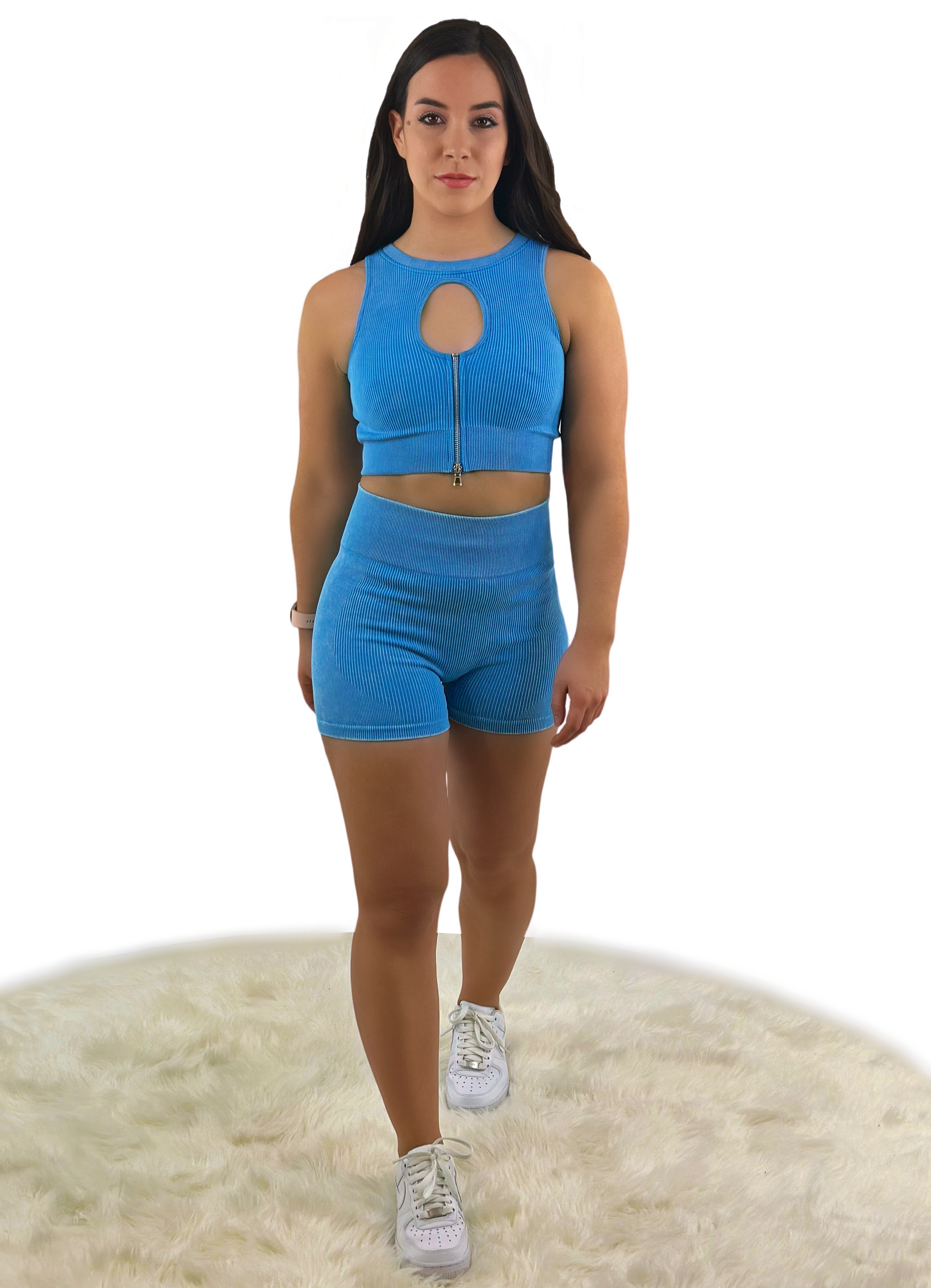 Eminence Activewear Top – Blue | Seamless, Sustainable & Breathable for Women | Quick-Dry Athleisure Fit