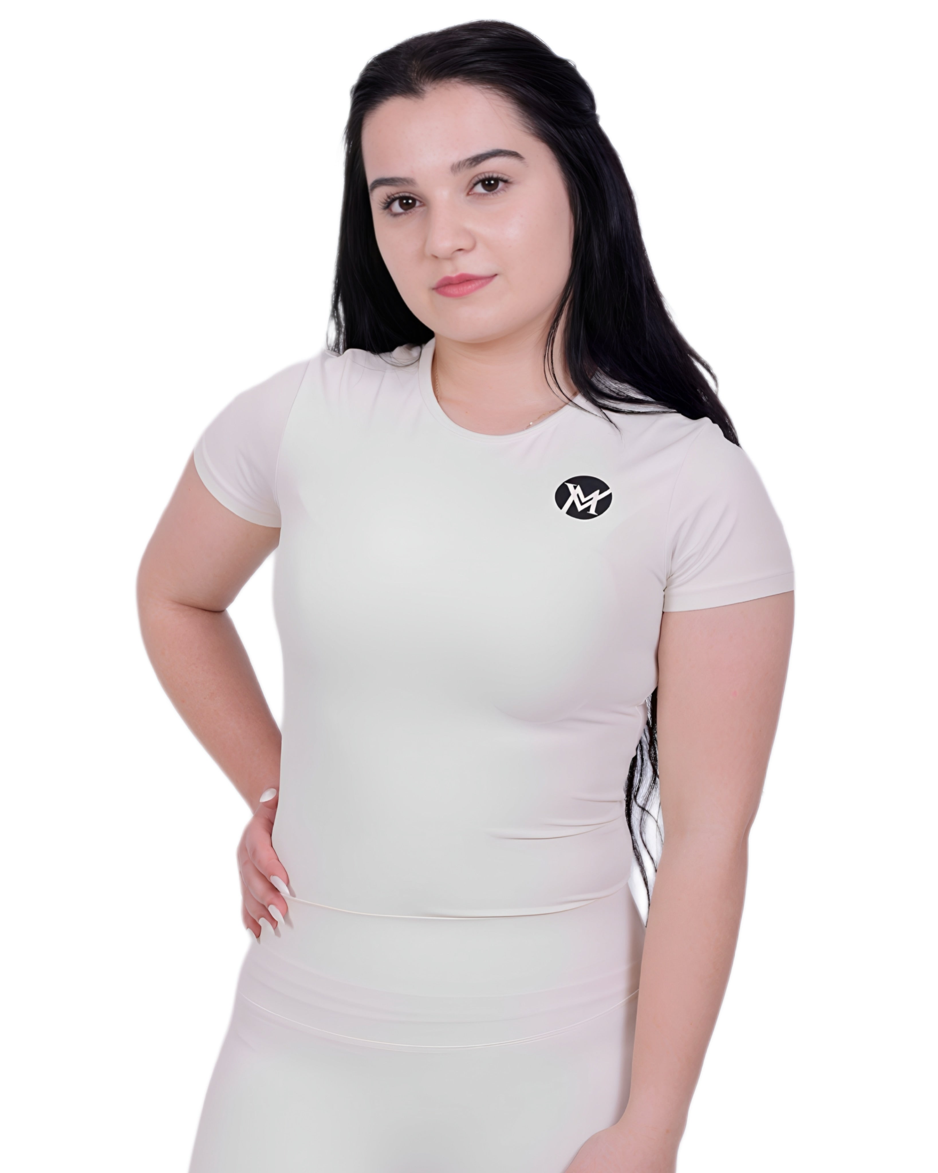 Second Skin Ivory T-Shirt – Soft, Sculpting & Sweat-Wicking Fit for Bold Athleisure & Everyday Movement