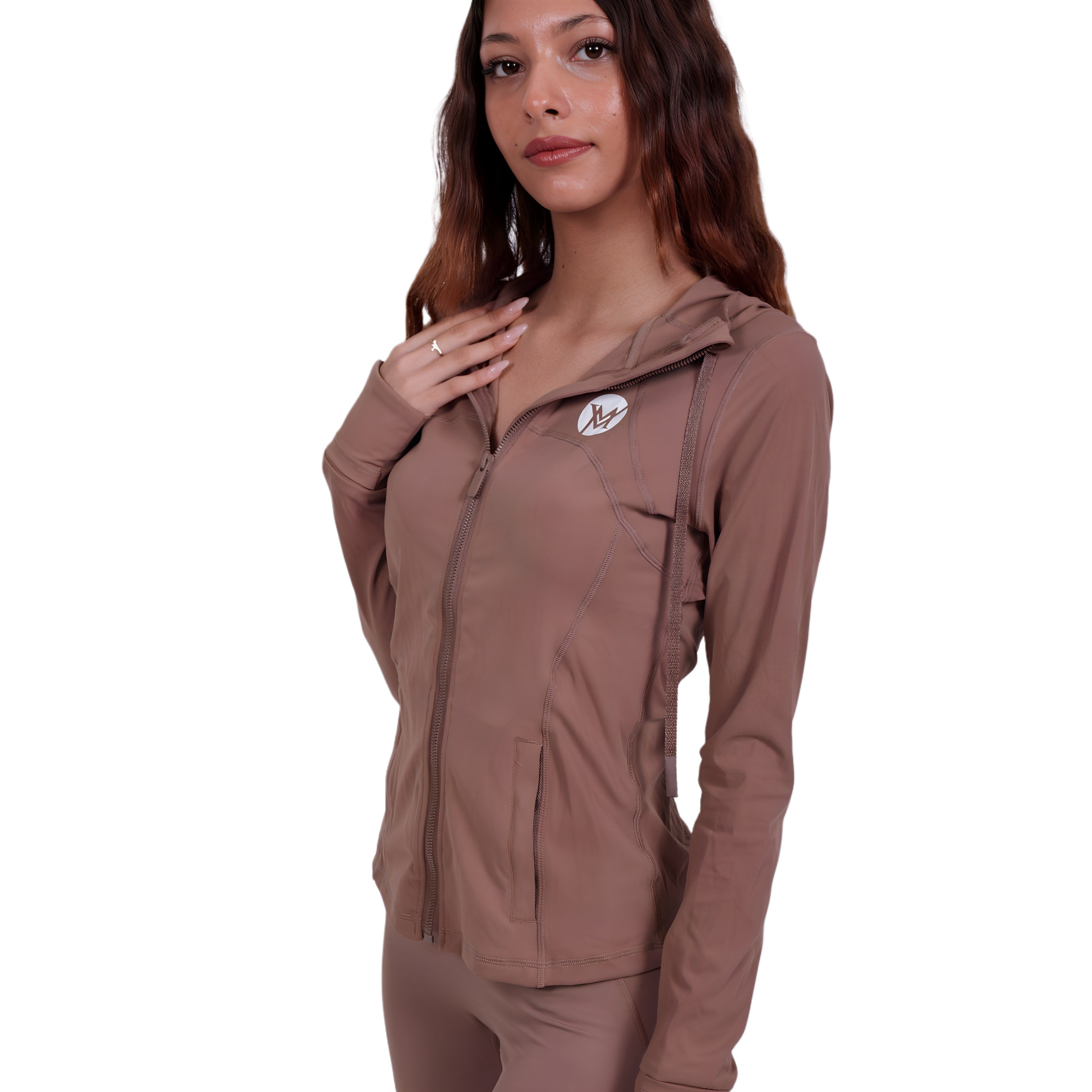 Sharp Fit Brown Jacket Activewear – Zip Hoodie | Luxe Athleisure for Yoga, Gym & Everyday Style