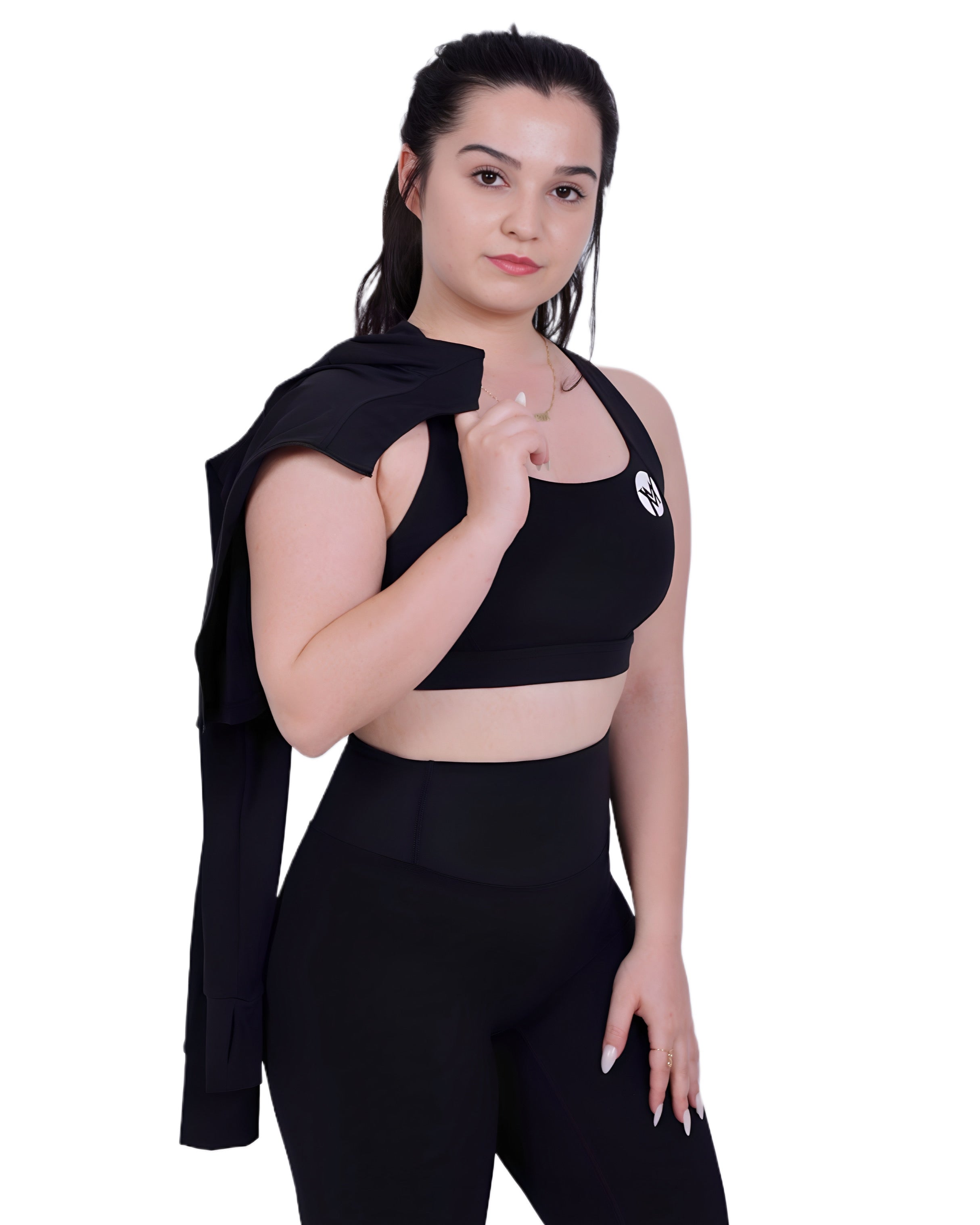 Zip into Motion Activewear Top – Black | Luxe High-Waist Leggings, Sports Bra & Zip Jacket for Women