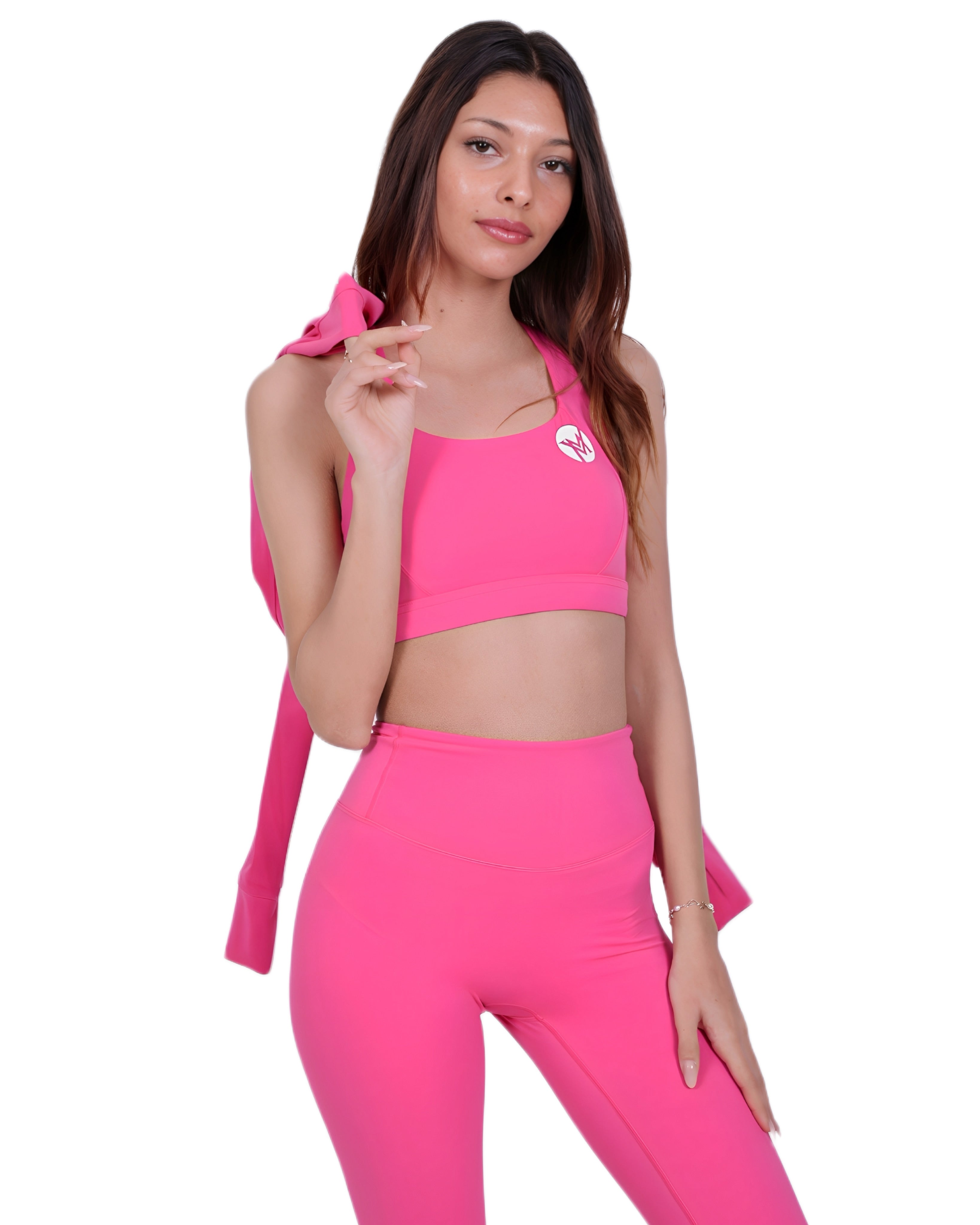 Zip into Motion Activewear Top – Hot Pink | Stylish High-Waist Leggings, Sports Bra & Cropped Zip Jacket for Women