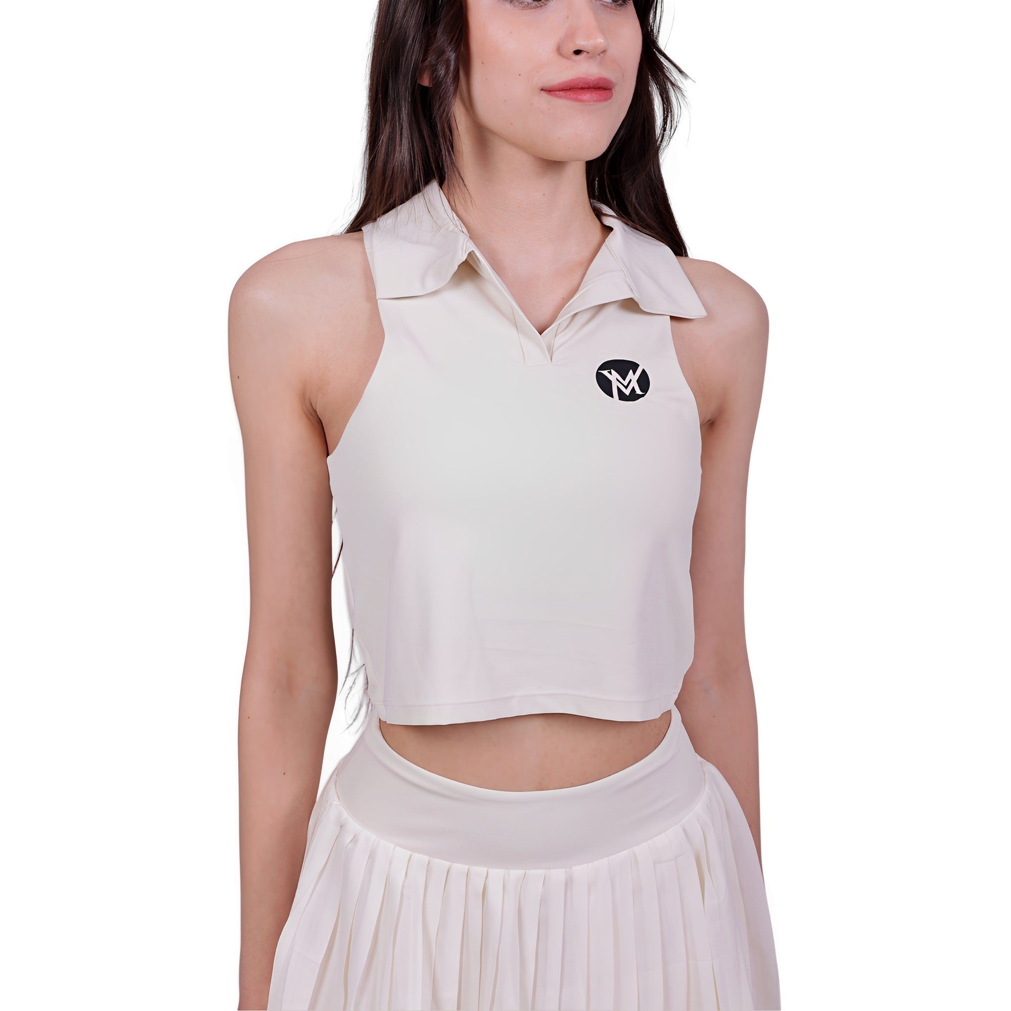 Match Time Activewear Top – Ivory | Seamless Polo for Women | Breathable, Quick-Dry & Sporty Elegance