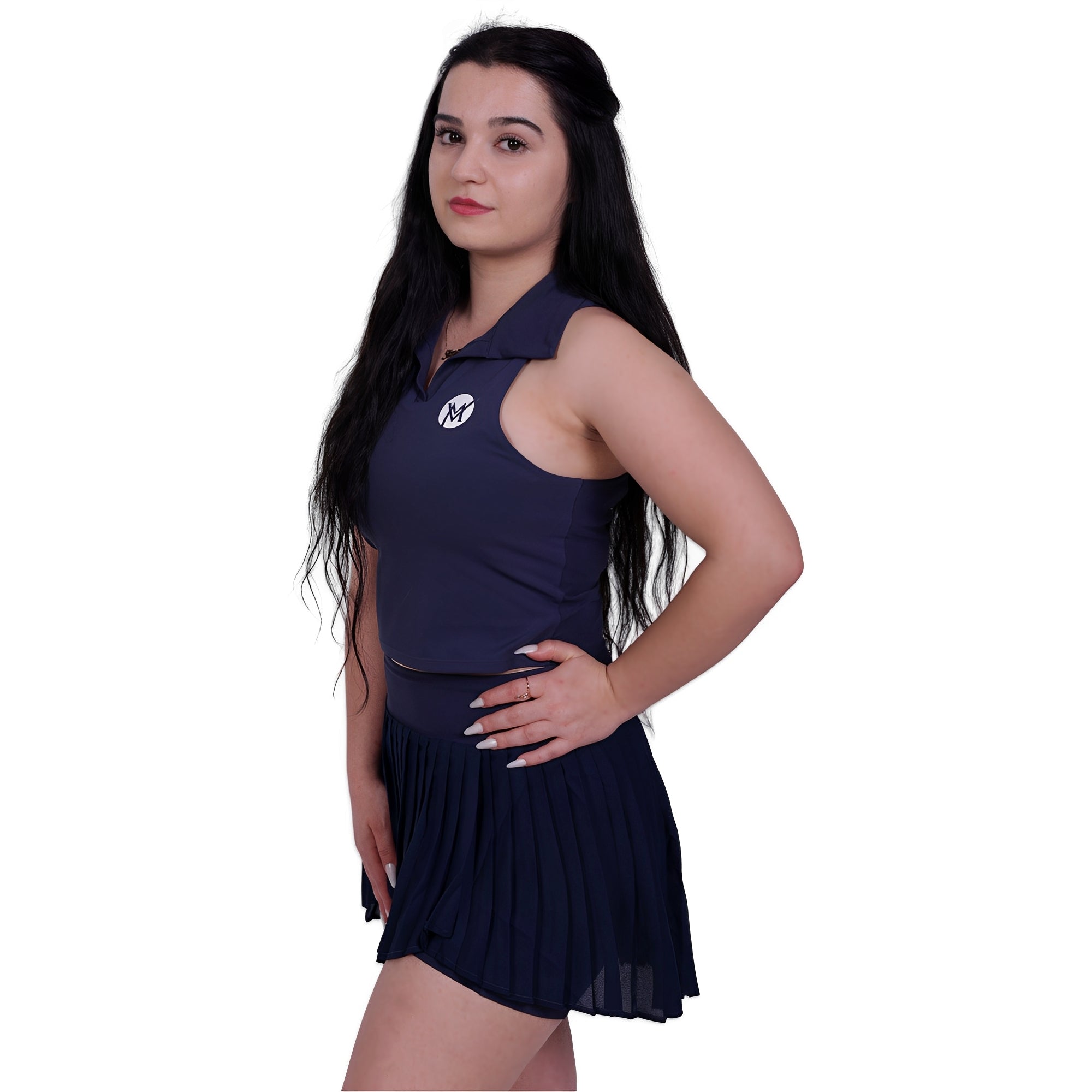 Match Time Tennis Activewear Top – Navy Blue | Sporty-Chic Polo Top with Built-in Support for Women