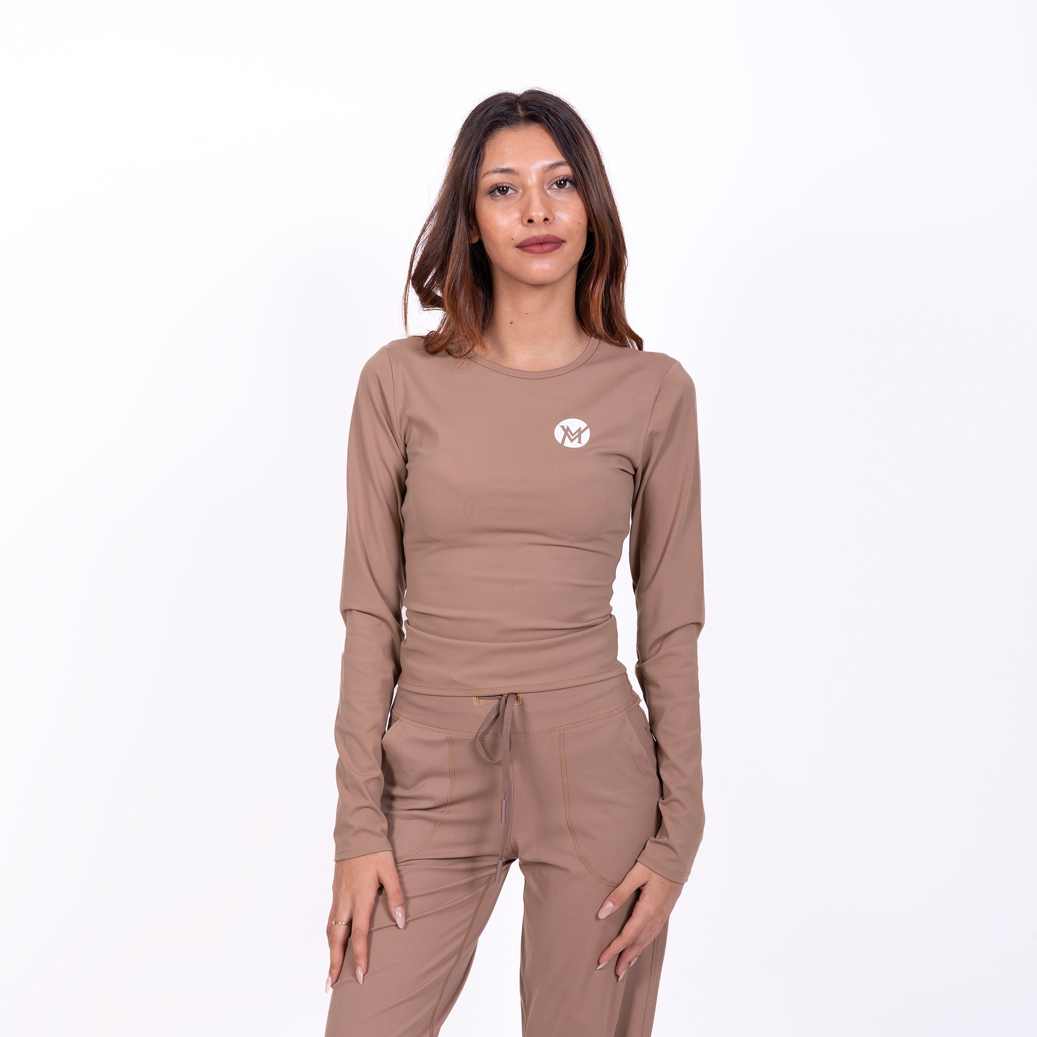Flow Soul Activewear Top – Brown | Seamless, Sustainable & Sculpting Comfort for Yoga & Fitness