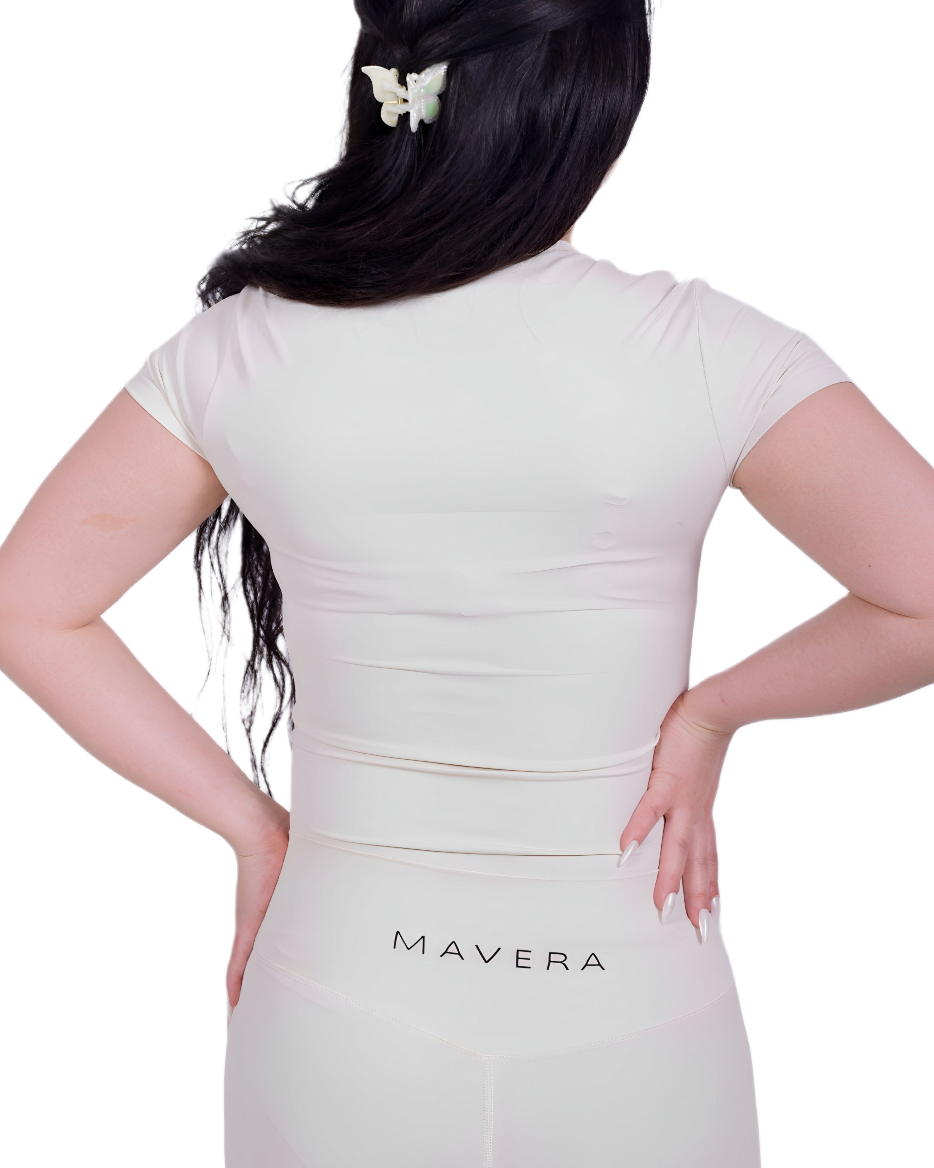Second Skin Ivory T-Shirt – Soft, Sculpting & Sweat-Wicking Fit for Bold Athleisure & Everyday Movement