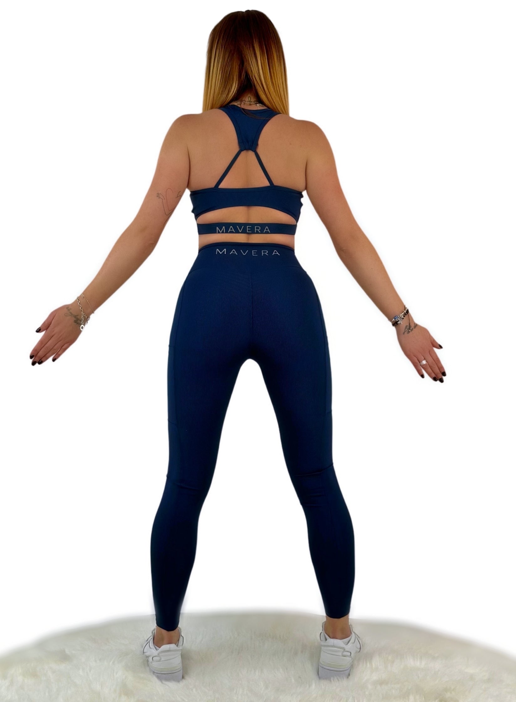 Shalina 3D Striped Seamless Legging – Sapphire Blue | Breathable, Sculpting, and Stylish