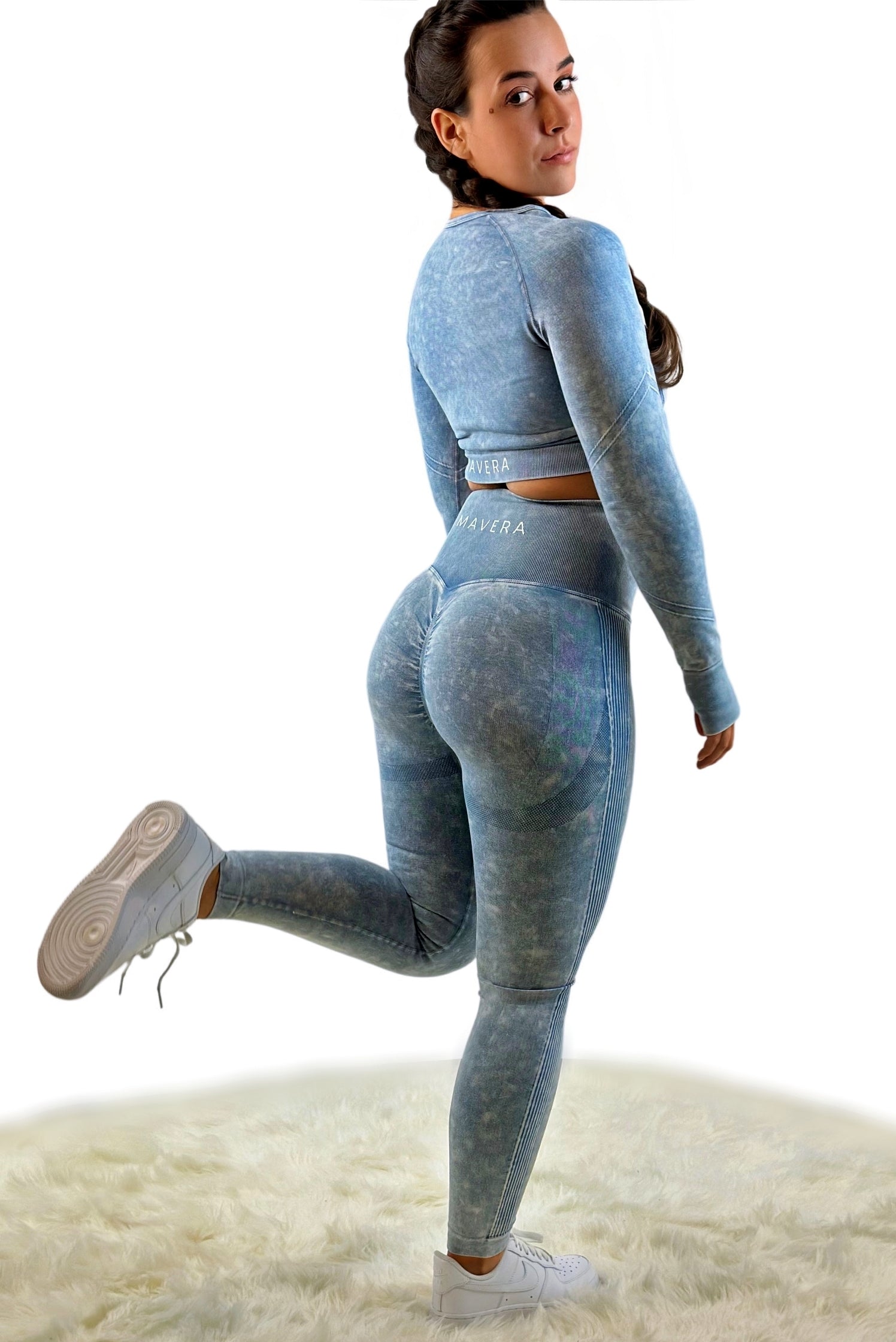 Nova Washed Out Premium Legging – Blue | Seamless, Sculpting Leggings with Vintage Wash &amp; Luxe Performance