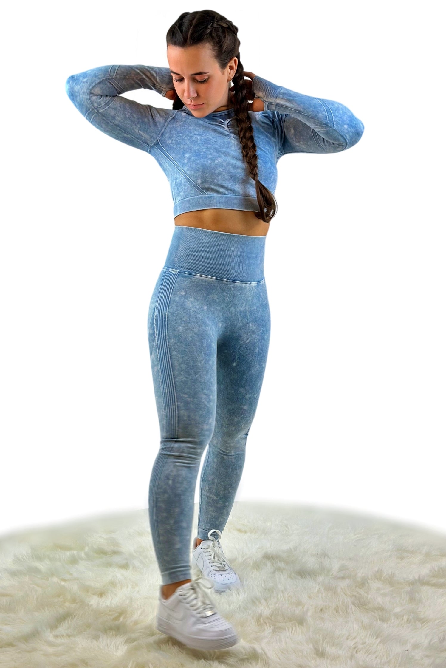 Nova Washed Out Premium Legging – Blue | Seamless, Sculpting Leggings with Vintage Wash &amp; Luxe Performance