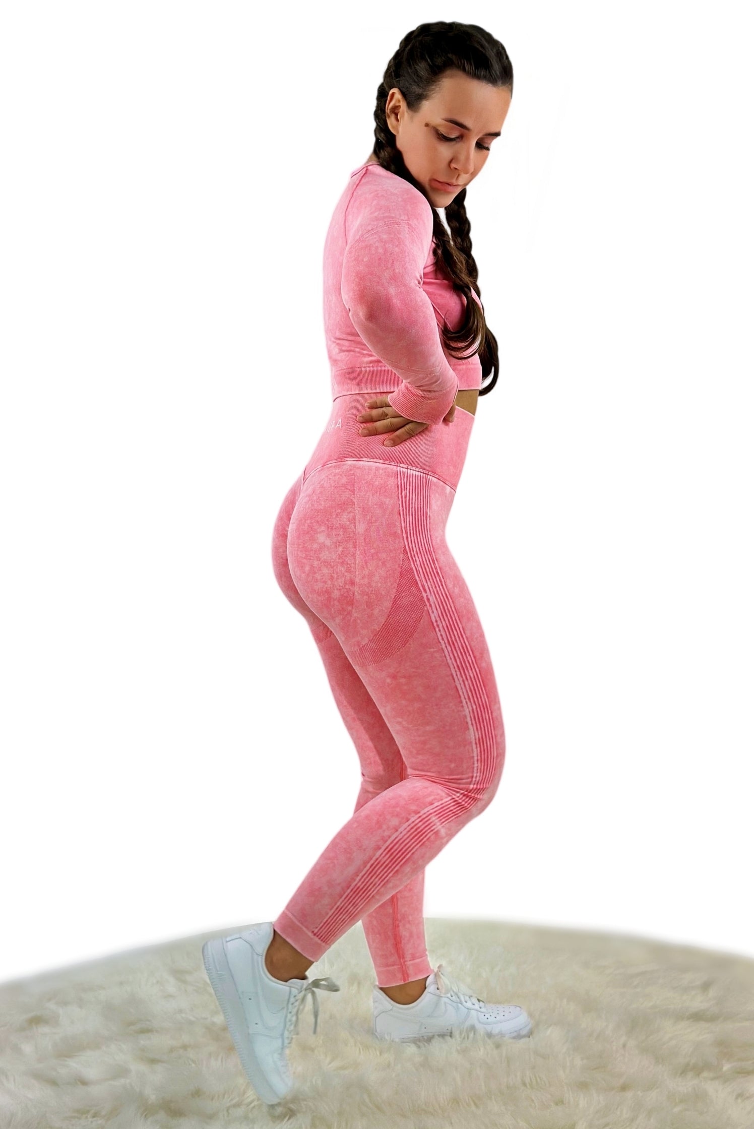 Nova Washed Out Premium Legging – Watermelon Red | Seamless, High-Waisted Leggings with Washed Finish &amp; Bold Performance