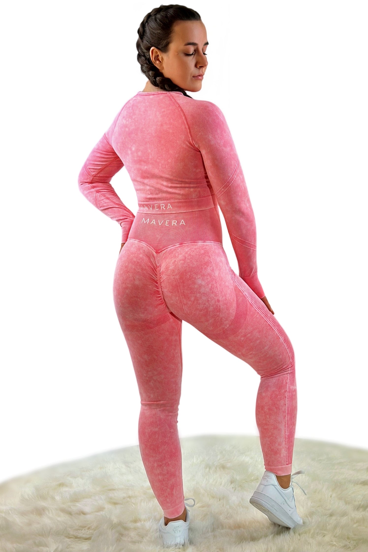 Nova Washed Out Premium Legging – Watermelon Red | Seamless, High-Waisted Leggings with Washed Finish &amp; Bold Performance