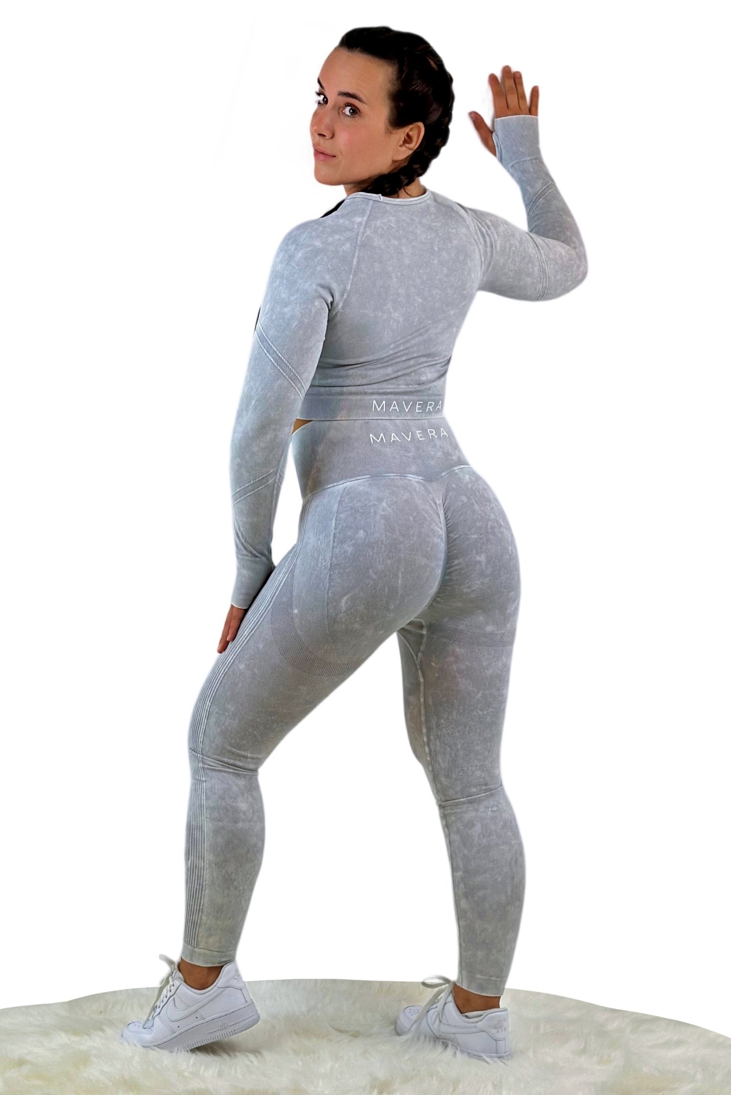 Nova Washed Out Premium Legging – Light Gray | Seamless, Sculpting Leggings with Vintage Wash &amp; Luxury Performance
