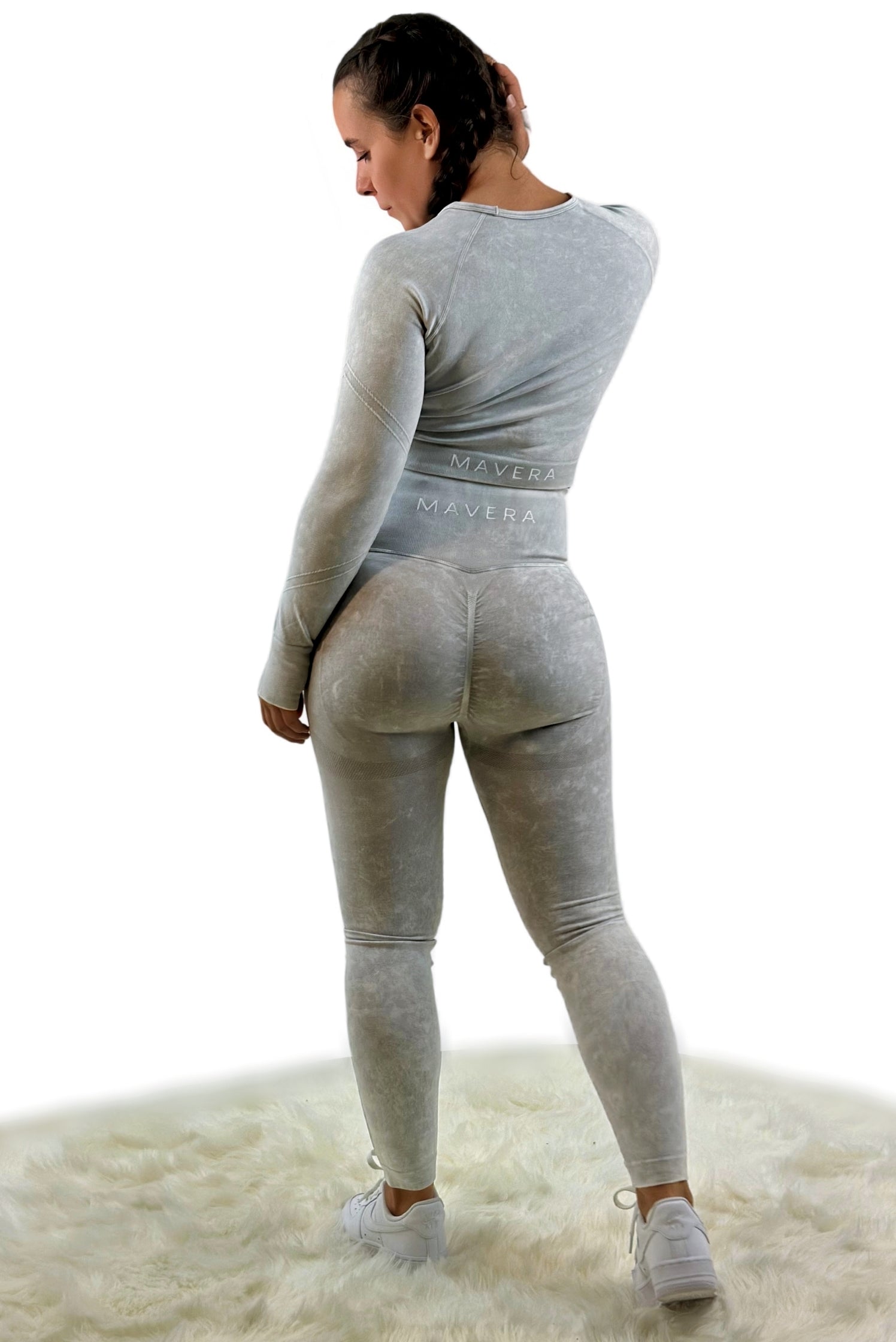Nova Washed Out Premium Legging – Light Gray | Seamless, Sculpting Leggings with Vintage Wash &amp; Luxury Performance