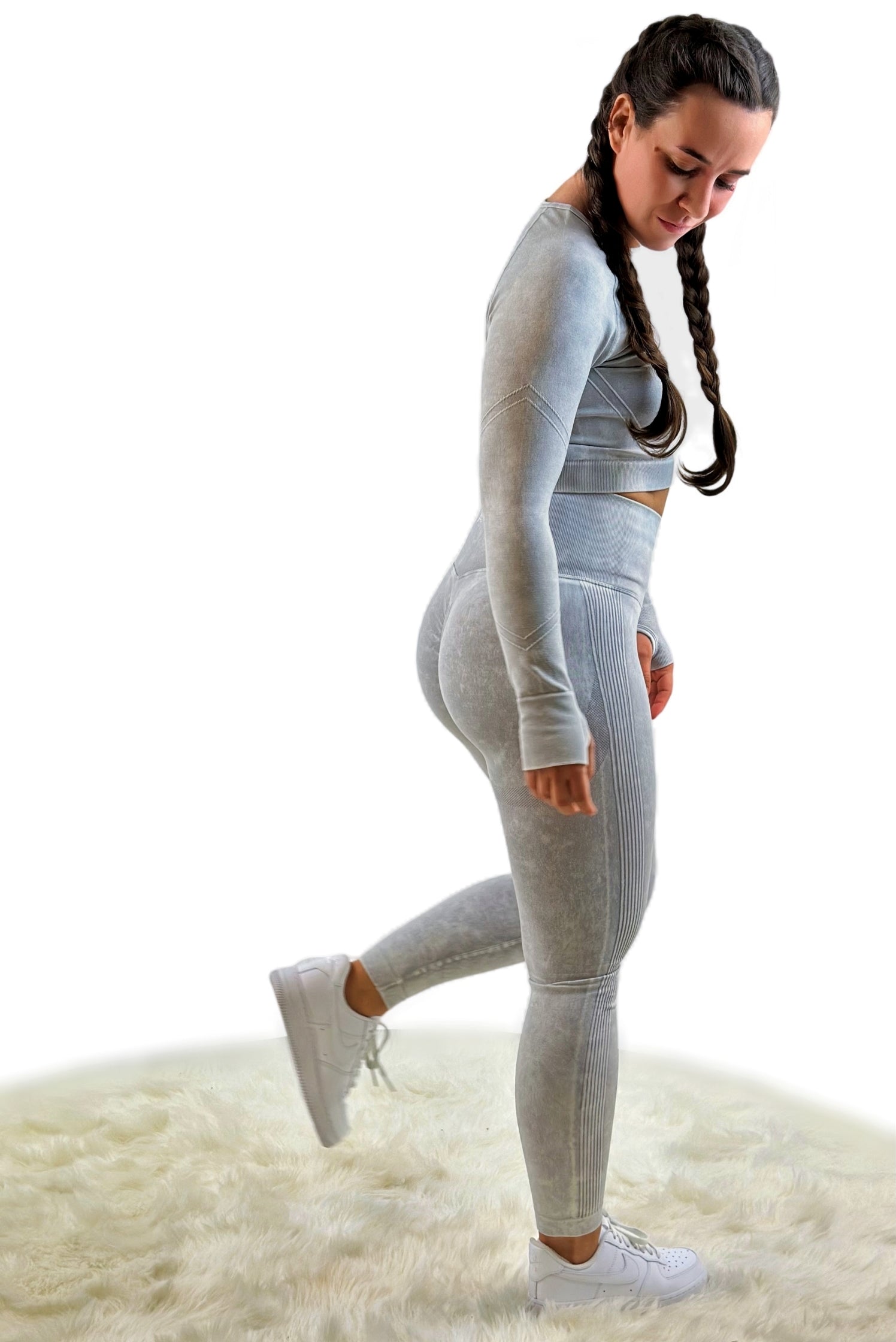 Nova Washed Out Premium Legging – Light Gray | Seamless, Sculpting Leggings with Vintage Wash &amp; Luxury Performance