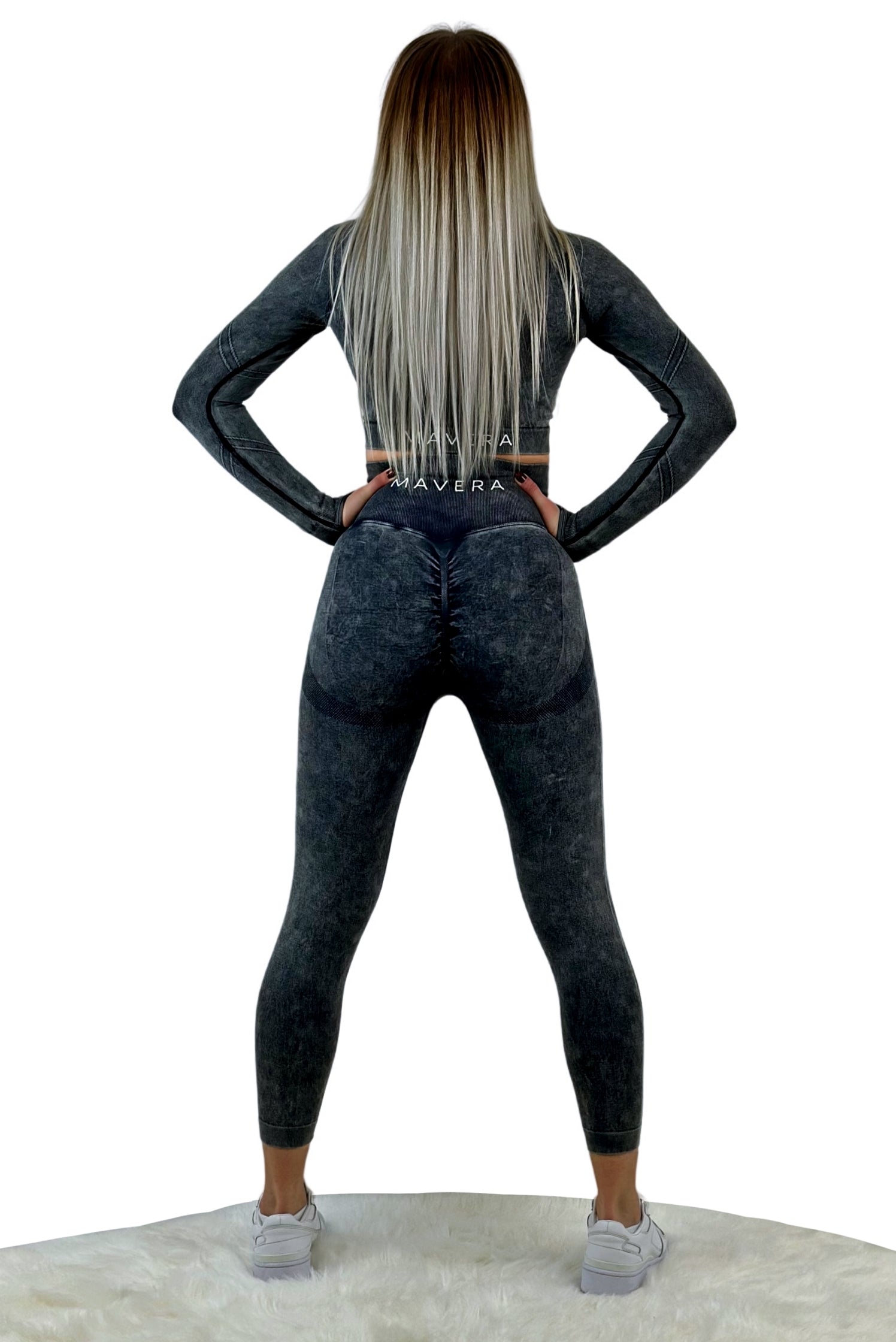 Nova Washed Out Premium Legging – Dark Gray | Seamless, Sculpting Leggings with Vintage Finish &amp; Elite Performance