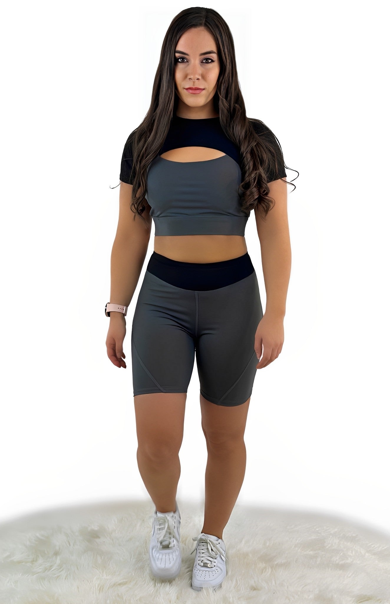 Rara Avis Activewear Top – Black Gray | Seamless, Sculpting & Breathable for Yoga, Training & Elevated Athleisure
