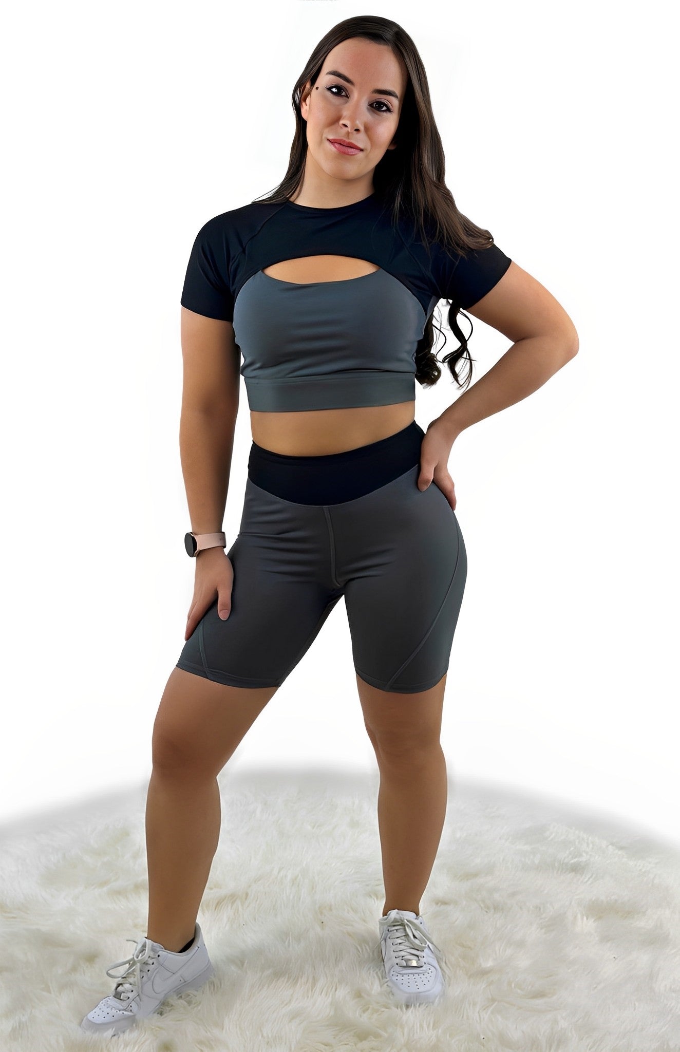 Rara Avis Activewear Top – Black Gray | Seamless, Sculpting & Breathable for Yoga, Training & Elevated Athleisure
