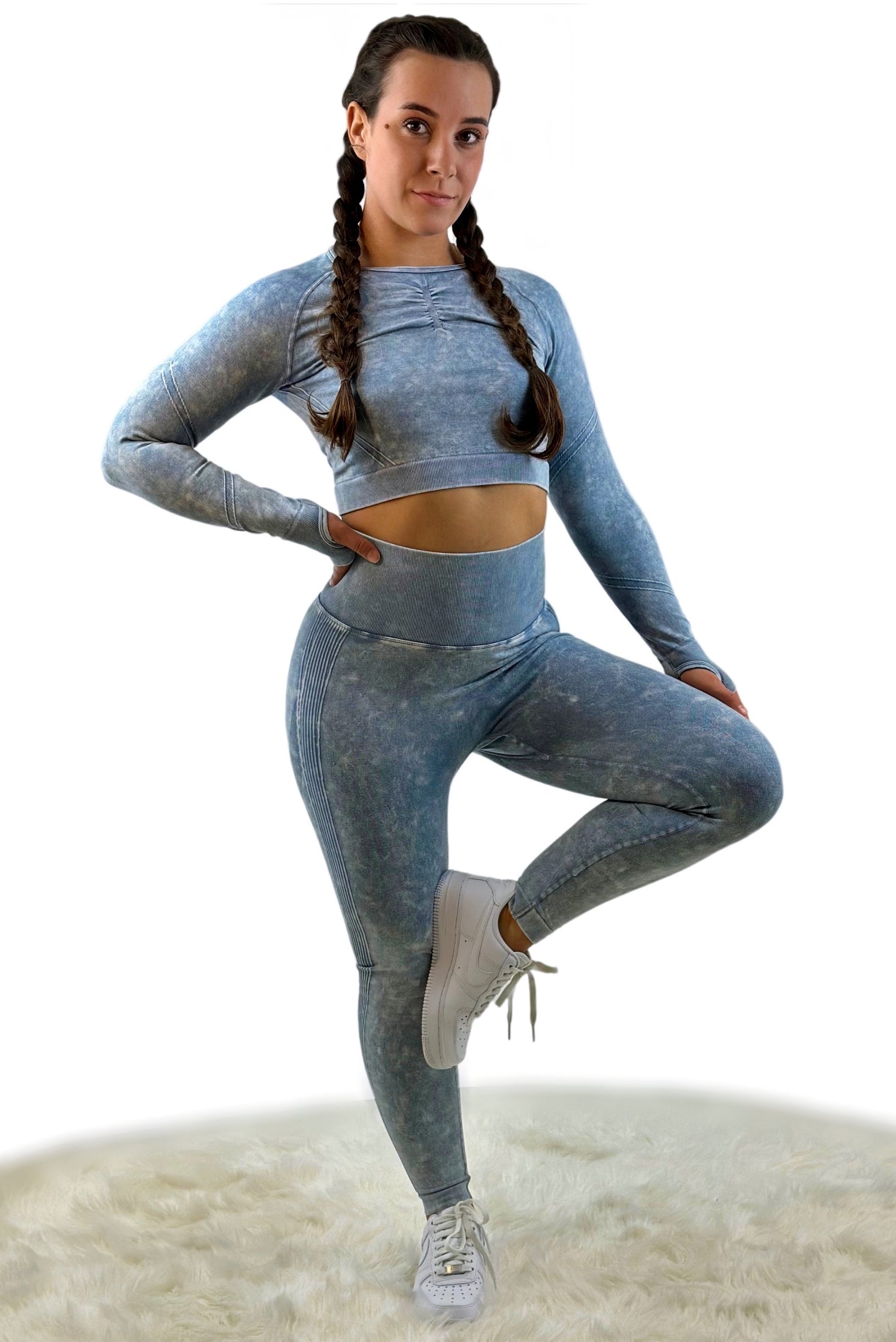 Nova Washed Out Premium Legging – Blue | Seamless, Sculpting Leggings with Vintage Wash &amp; Luxe Performance