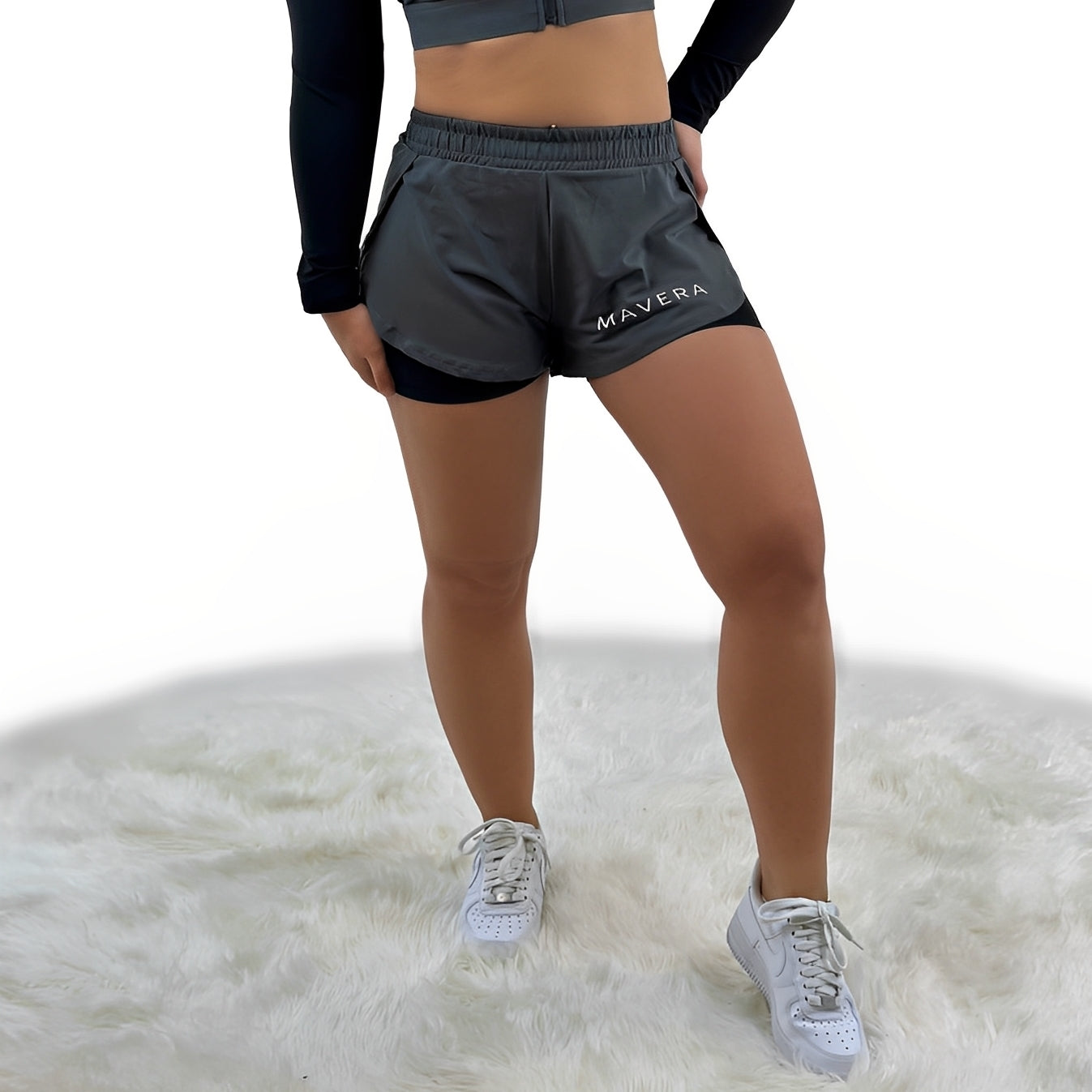 Rara Gear Double Layer Short – Black Gray | Breathable, Lightweight &amp; Supportive Active Shorts for Training, Running &amp; Athleisure