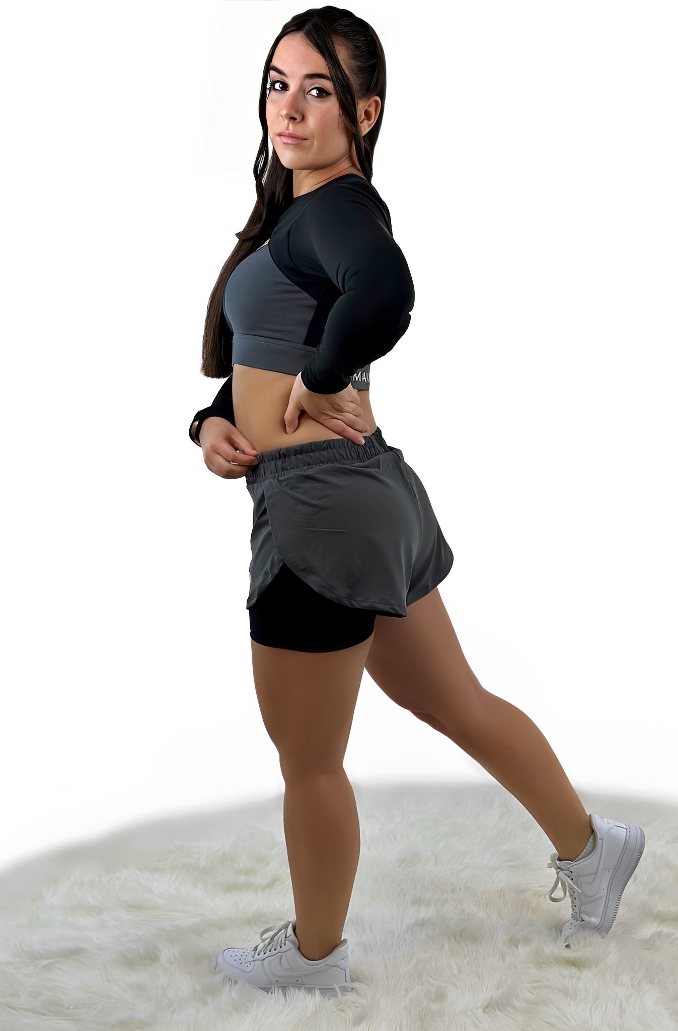 Rara Gear Double Layer Short – Black Gray | Breathable, Lightweight &amp; Supportive Active Shorts for Training, Running &amp; Athleisure