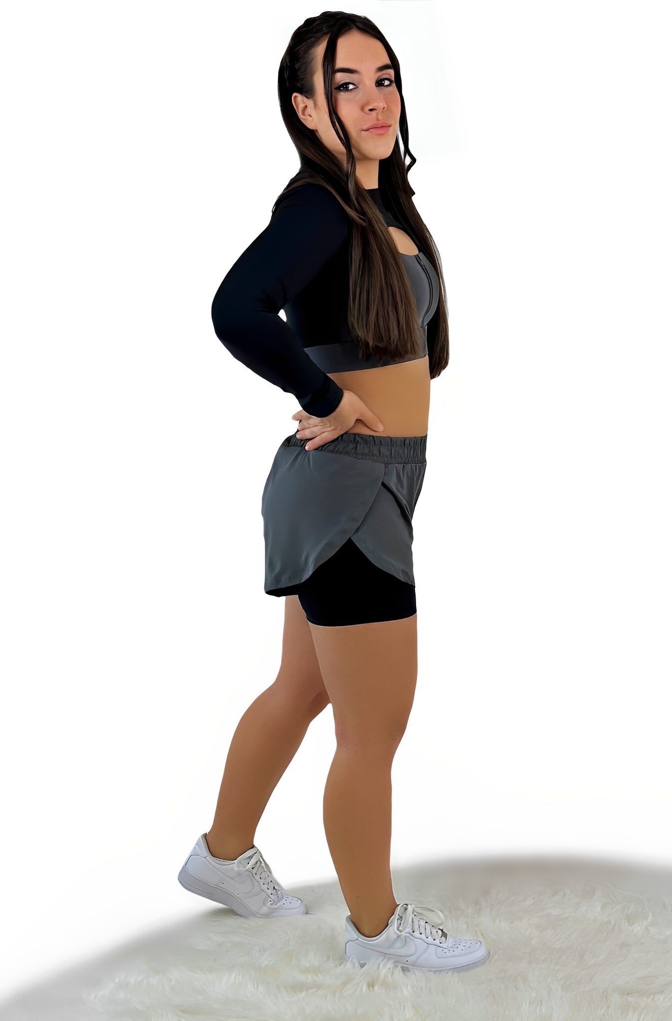Rara Gear Double Layer Short – Black Gray | Breathable, Lightweight &amp; Supportive Active Shorts for Training, Running &amp; Athleisure
