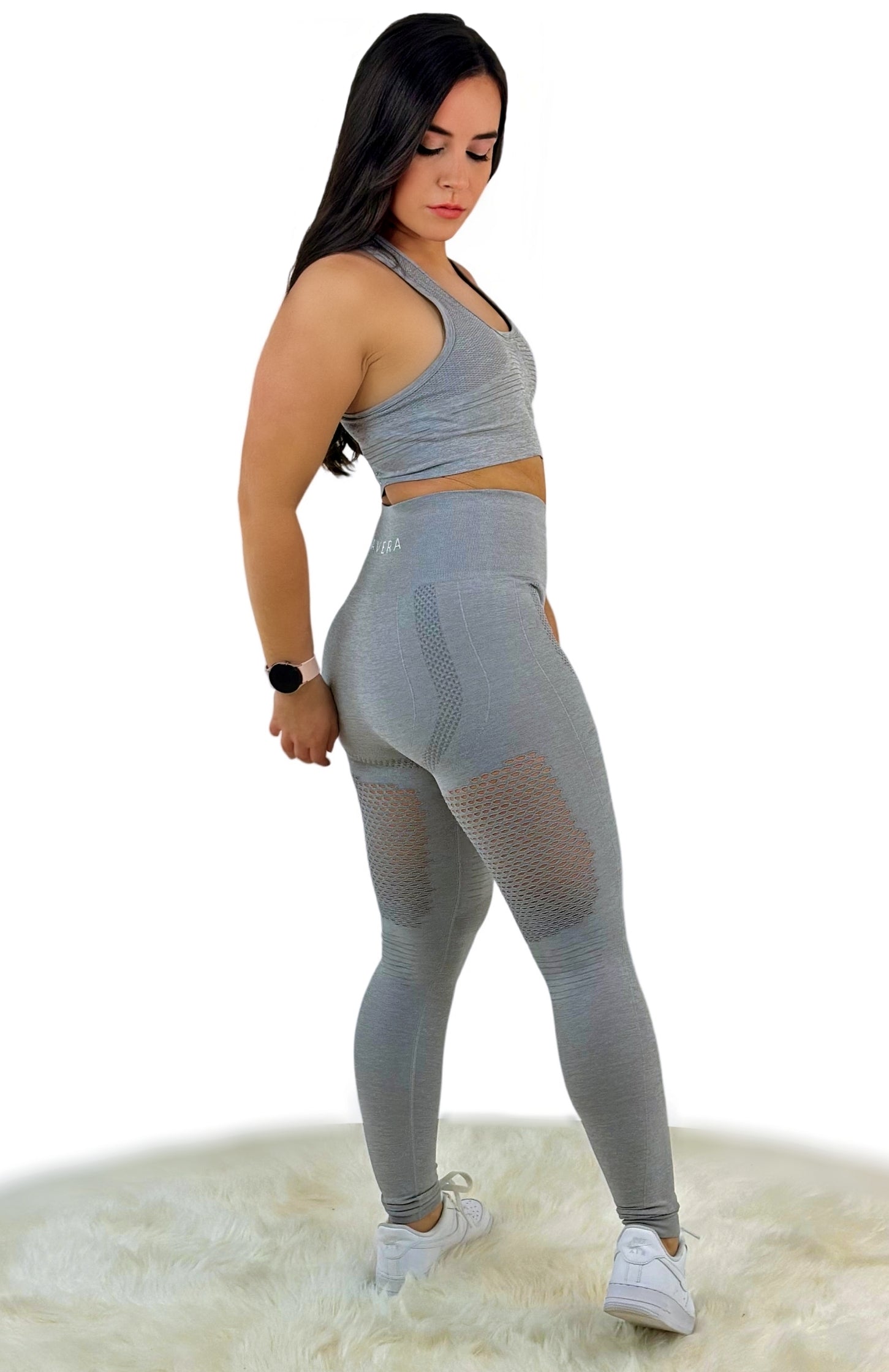 Fanatics Mesh Sport Legging – Light Gray | Seamless, Breathable Mesh Leggings for Fitness, Yoga &amp; Luxe Athleisure