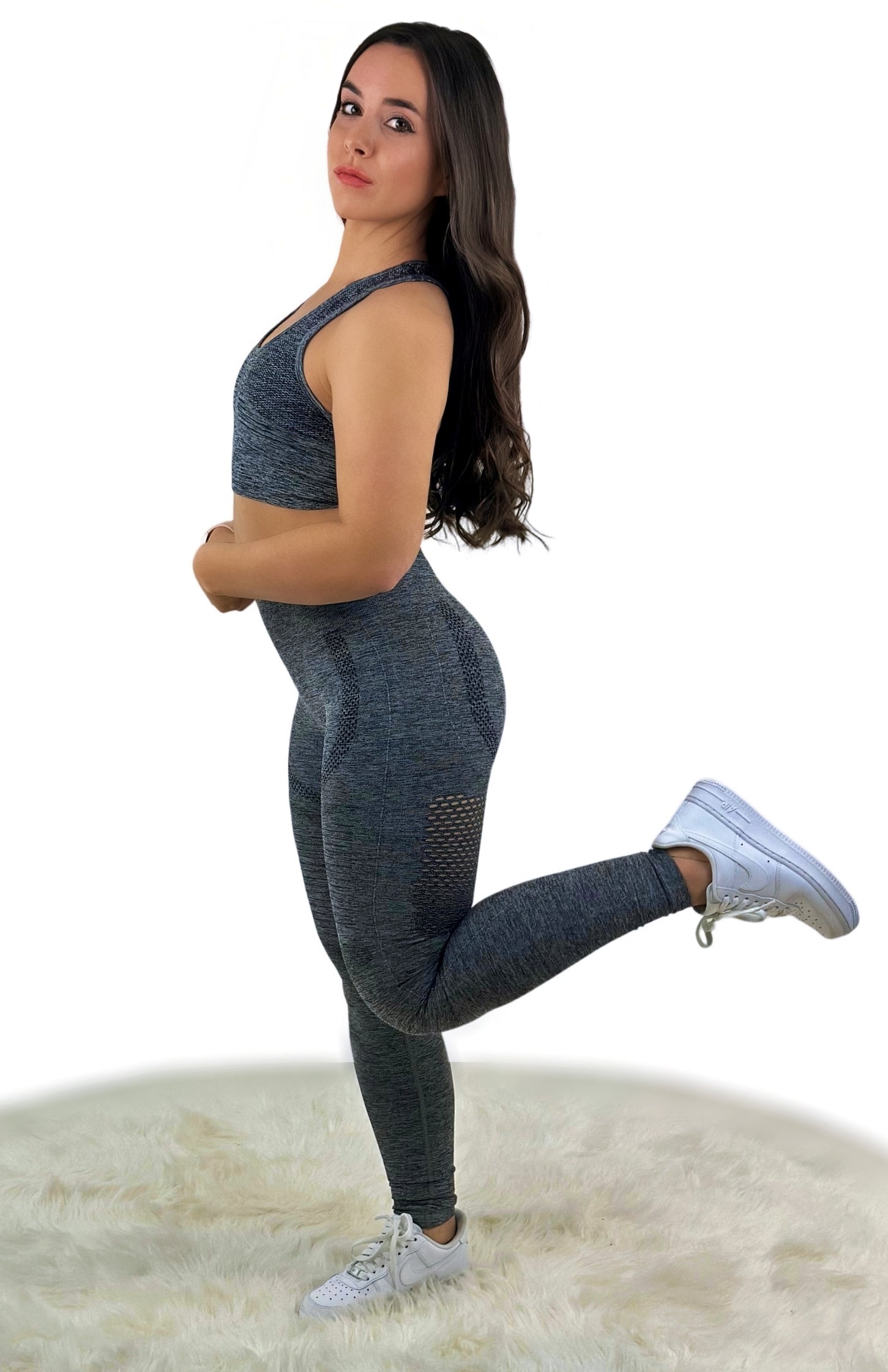 Fanatics Mesh Sport Legging – Dark Gray | Sculpting, Breathable Activewear with Mesh Panels for Performance &amp; Style