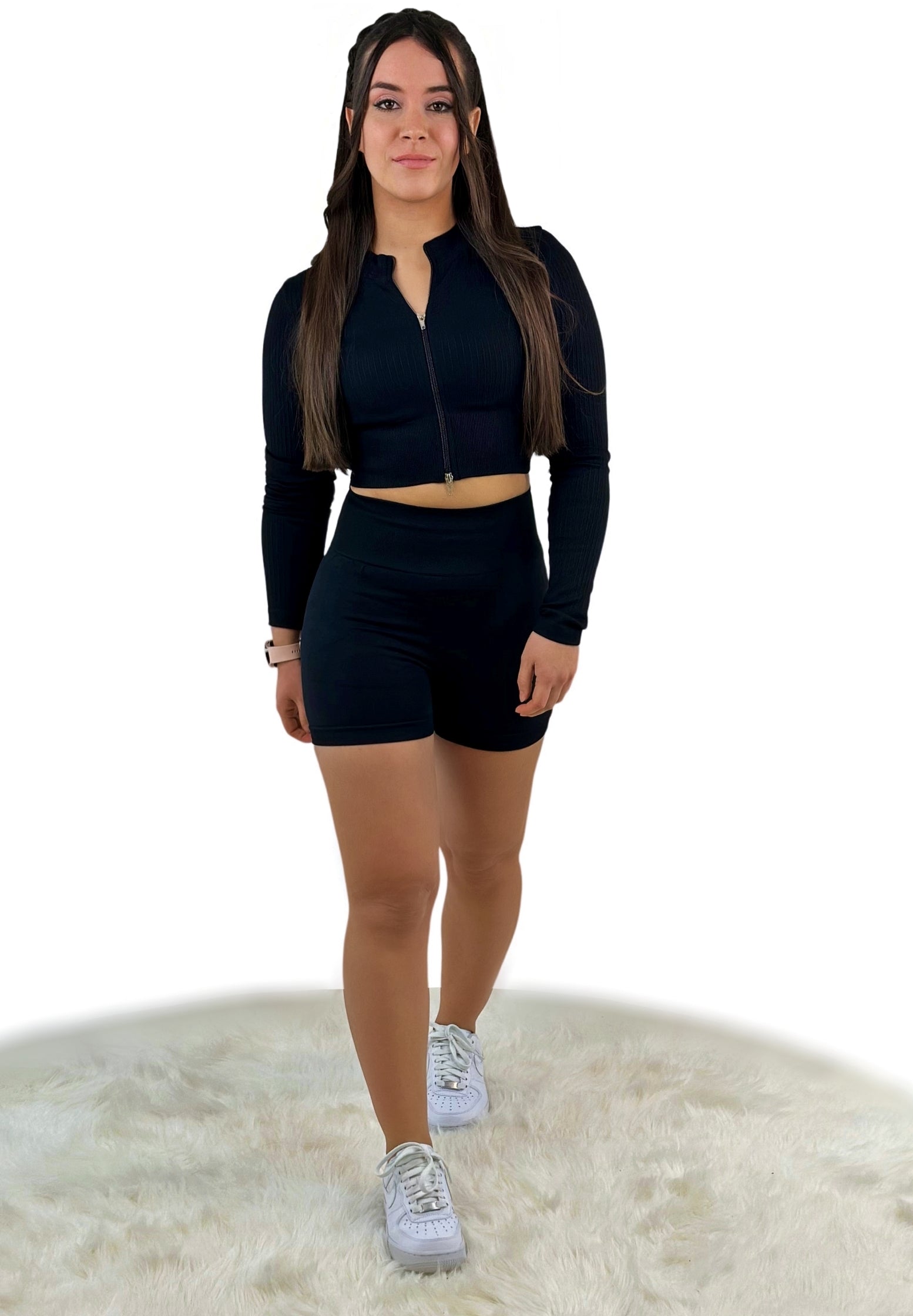 Tribute One Ribbed Short – Black | Seamless, Sculpting Biker Short for Fitness, Yoga &amp; Athleisure