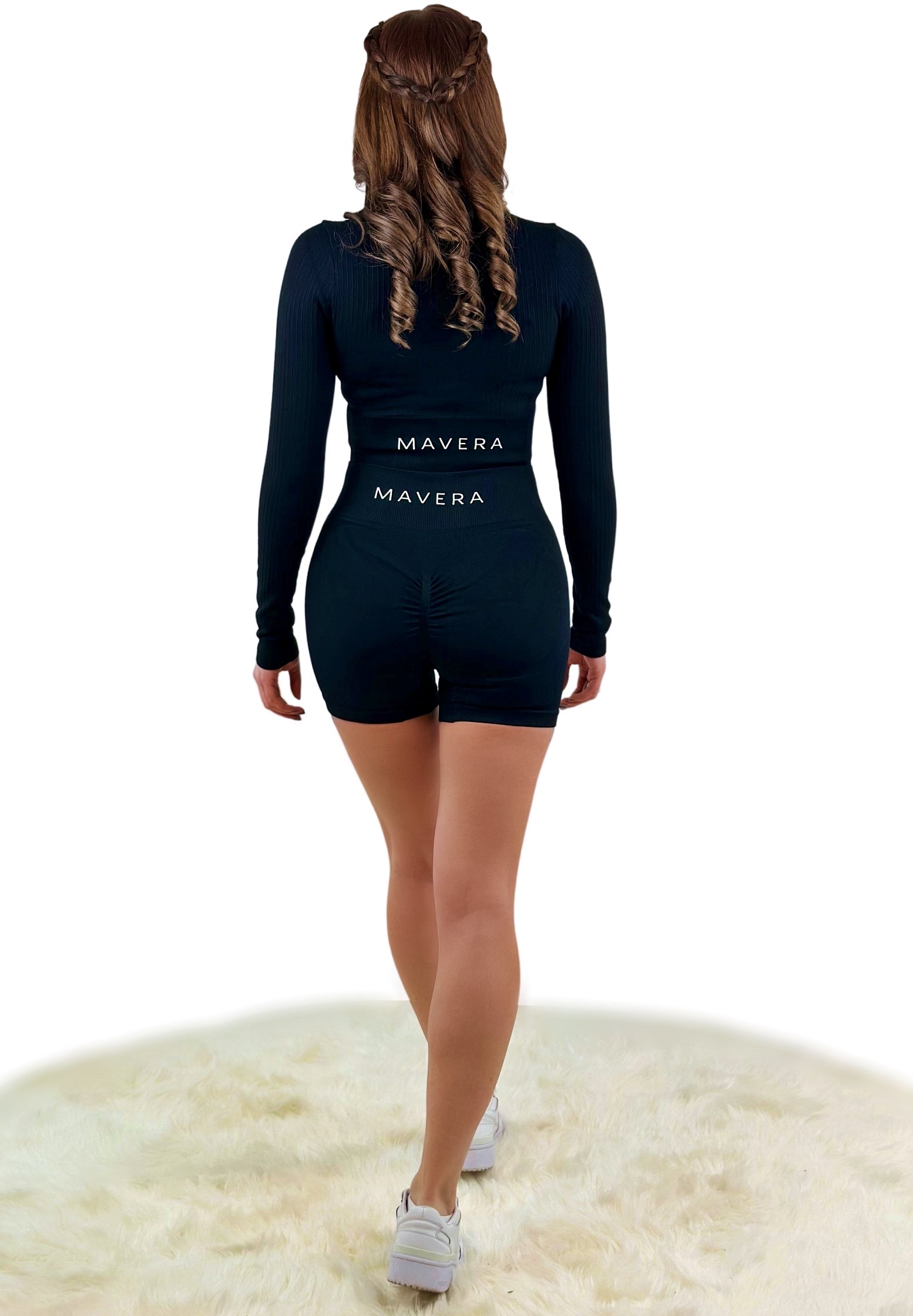 Tribute One Ribbed Short – Black | Seamless, Sculpting Biker Short for Fitness, Yoga &amp; Athleisure